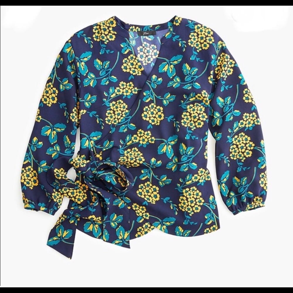 J Crew Flower Pattern Wrap Top - image 2